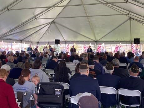 U.S. Senator Richard Blumenthal (D-CT) joined Berlin Mayor Mark Kaczynski, Gold Star Mother Helen Keiser-Pedersen, and community members for a dedication ceremony and unveiling of the new Connecticut Gold Star Families Memorial Monument. 